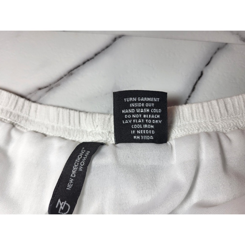 NWT New Directions White Rayon Gauzy Lined Wide Leg Pant Crochet Hem Sz 1X Boho - Picture 6 of 8
